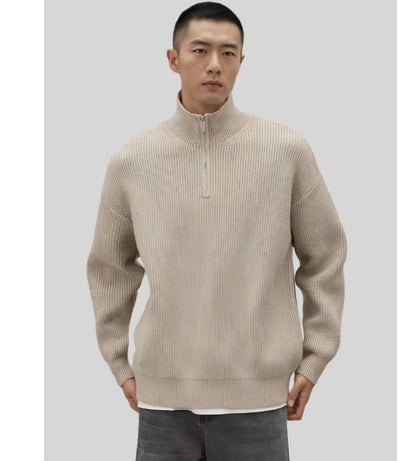 Heren quarter-zip trui met strepen