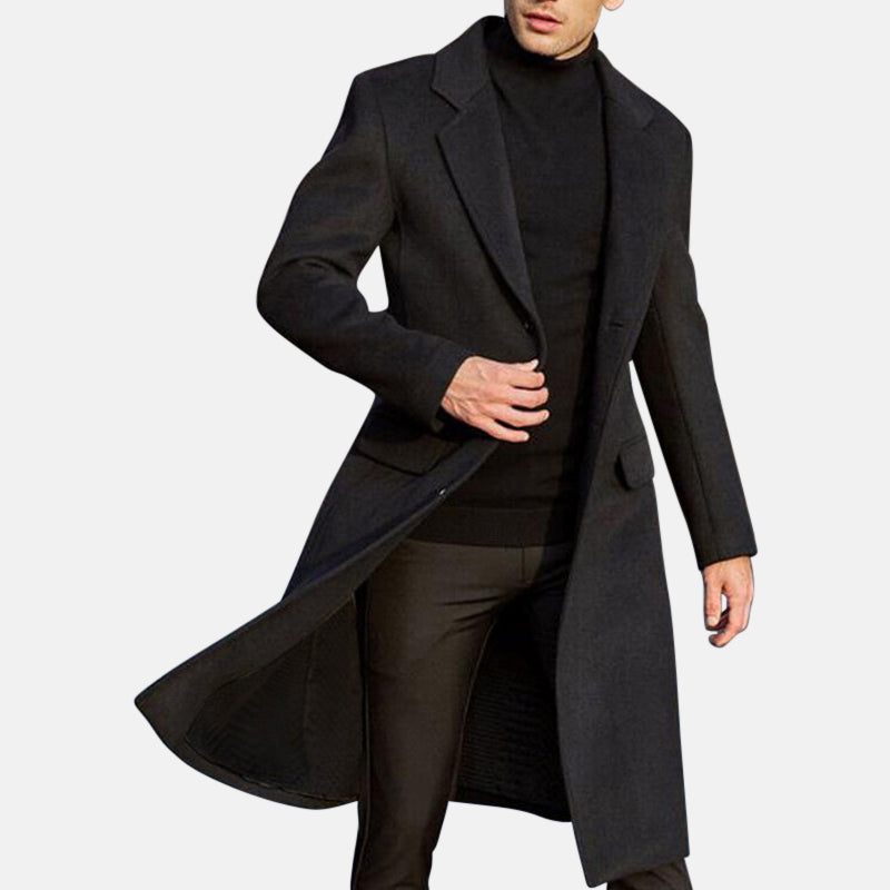 Heren Extra Lange Jas Elegante Stijl