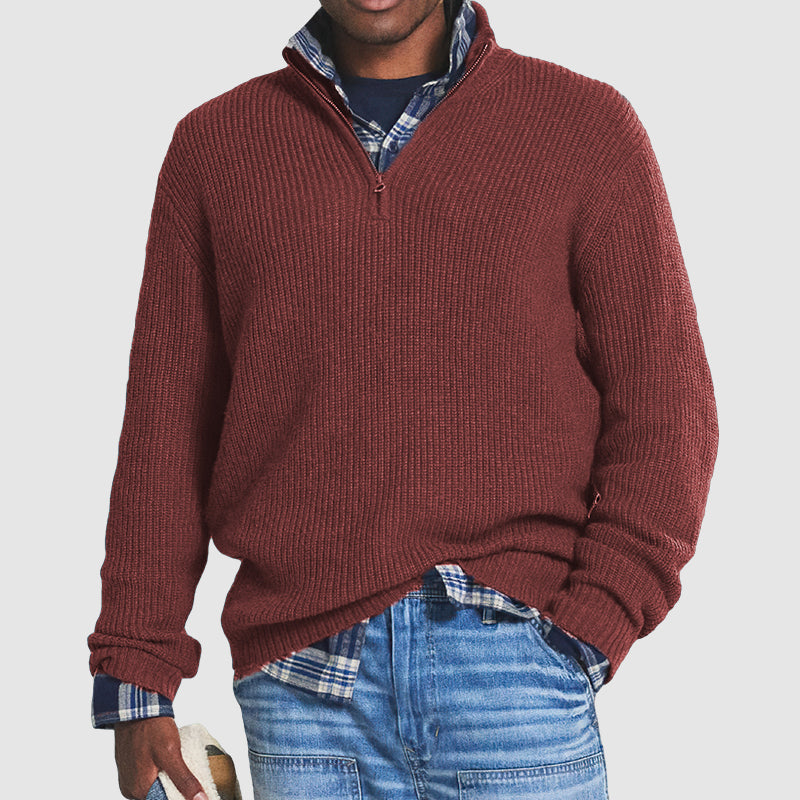 Heren kasjmier zip pullover