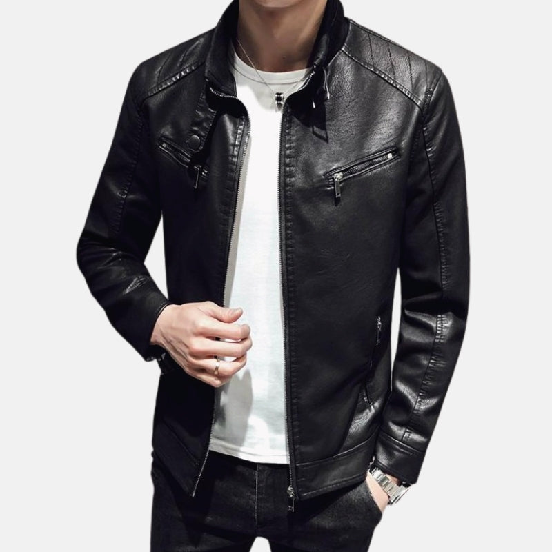 Heren Leren Jas Casual Elegant