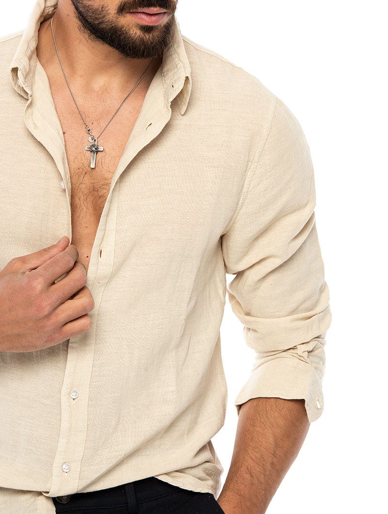 Heren Slim Fit Linnen Overhemd Tijdloos