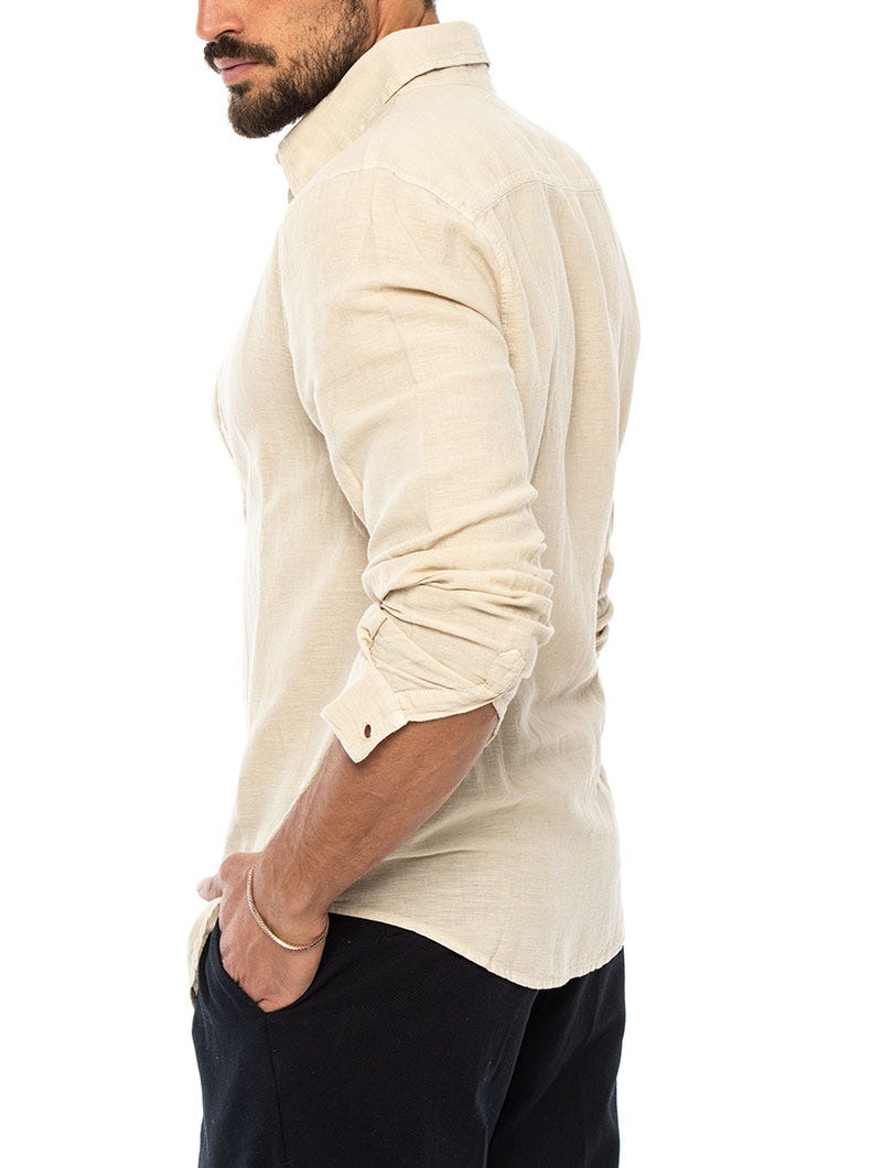 Heren Slim Fit Linnen Overhemd Tijdloos