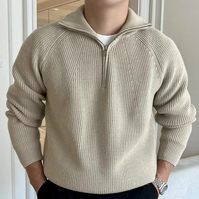 Heren quarter-zip trui met strepen