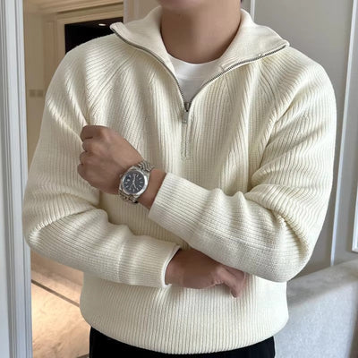 Heren quarter-zip trui met strepen