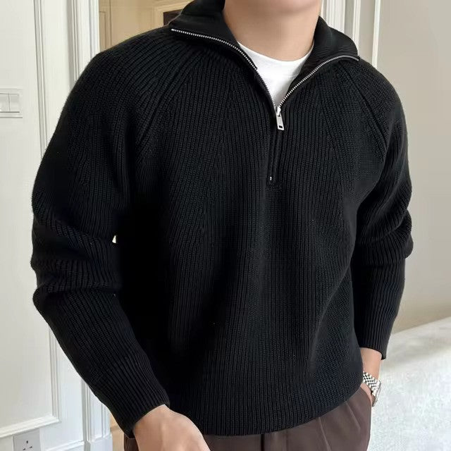 Heren quarter-zip trui met strepen