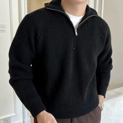 Heren quarter-zip trui met strepen