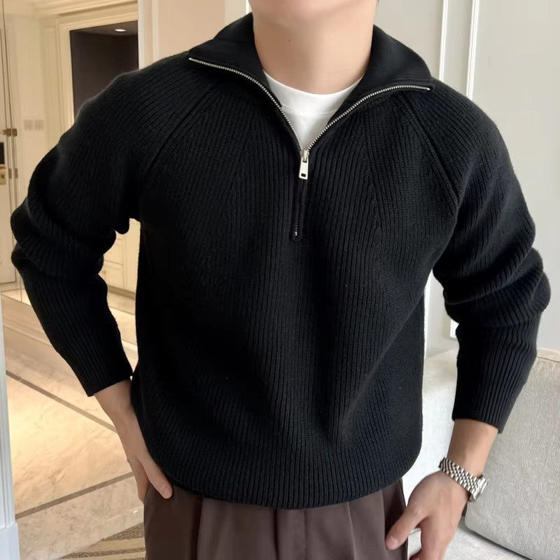 Heren quarter-zip trui met strepen