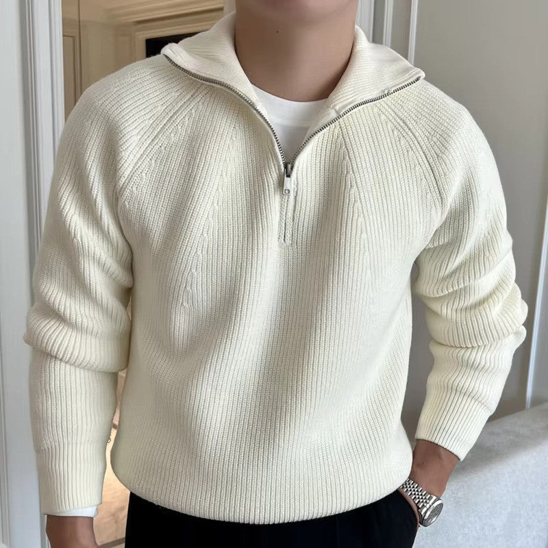 Heren quarter-zip trui met strepen