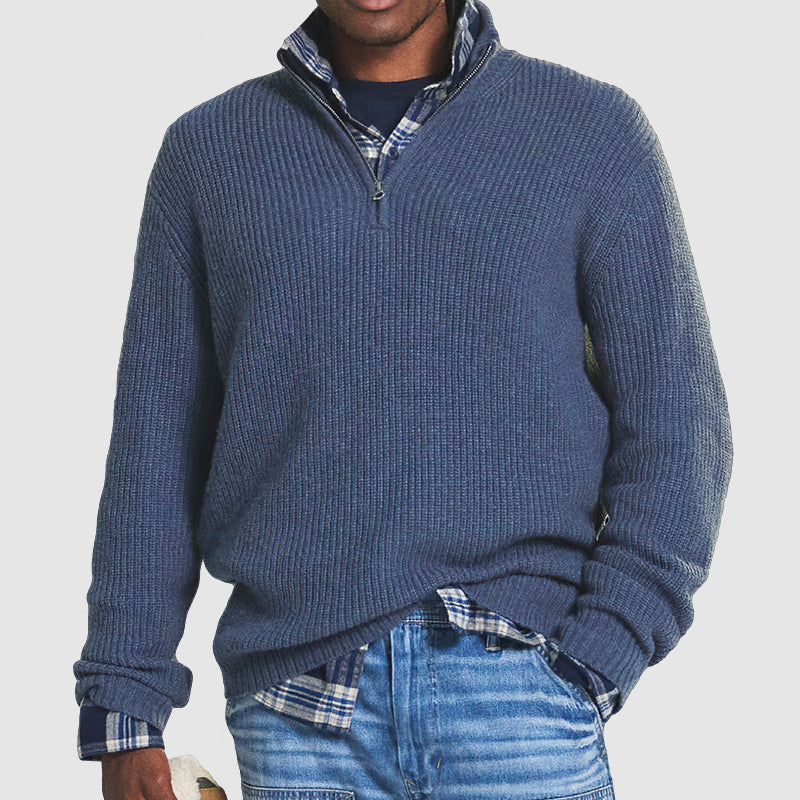 Heren kasjmier zip pullover