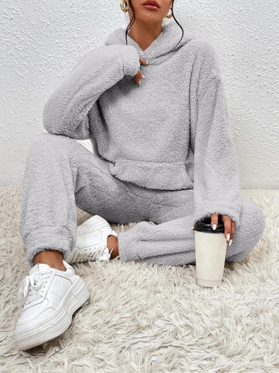 Dames huispak teddy set hoodie en broek