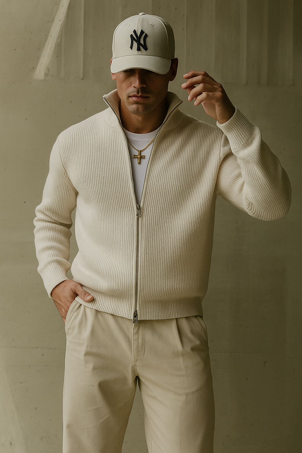 Heren vest cashmere full zip regular fit