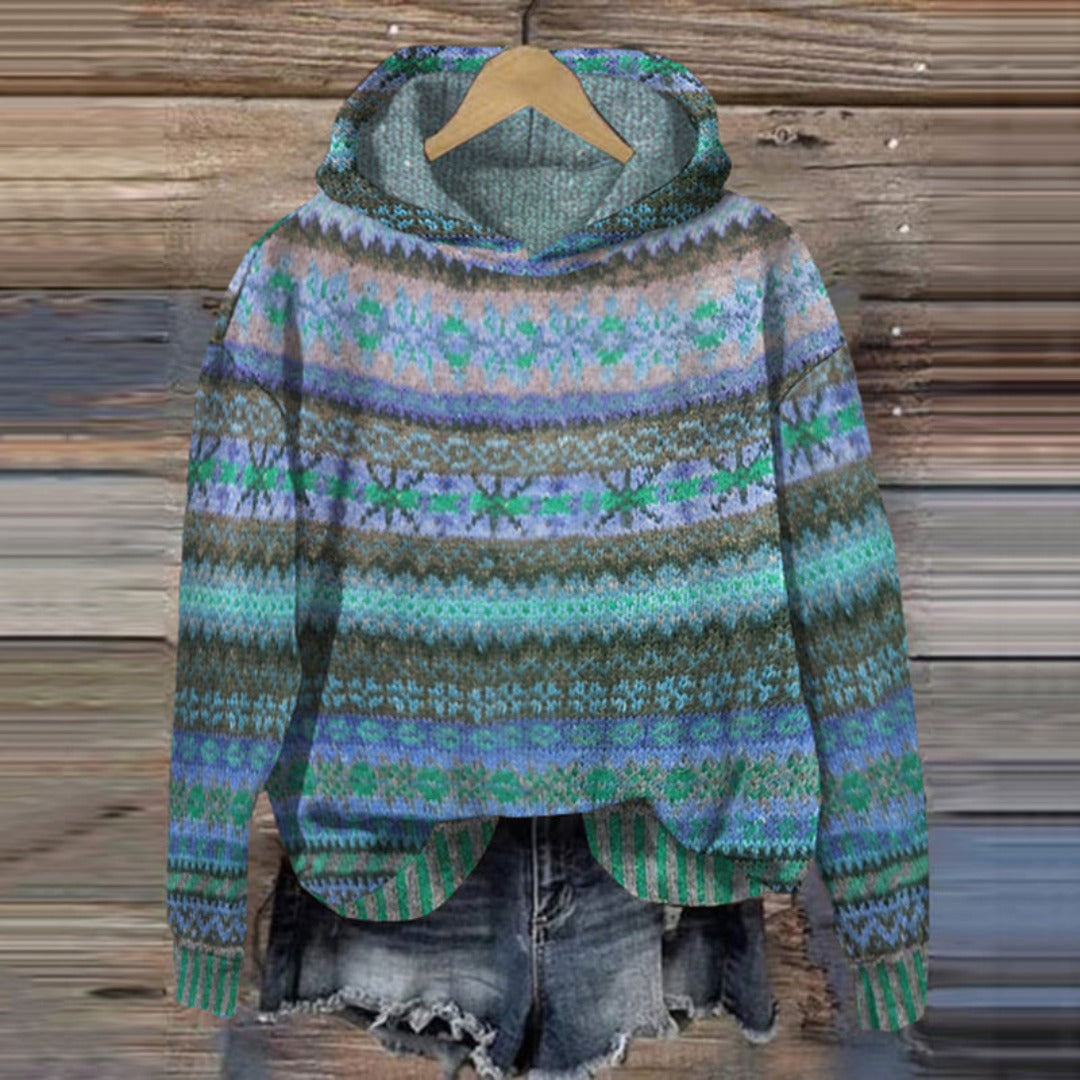 Dames hoodie met Noors patroon