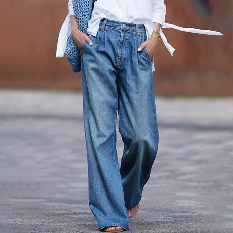 Dames jeans wide leg comfortabel denim