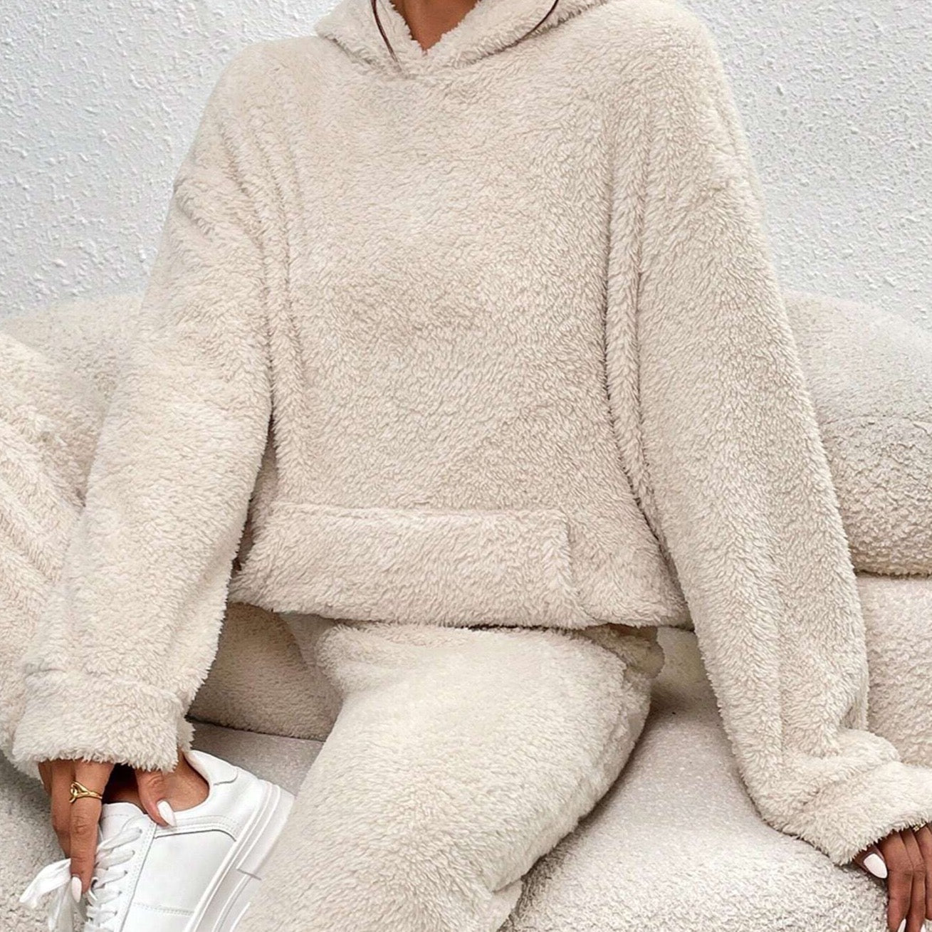Dames huispak teddy set hoodie en broek