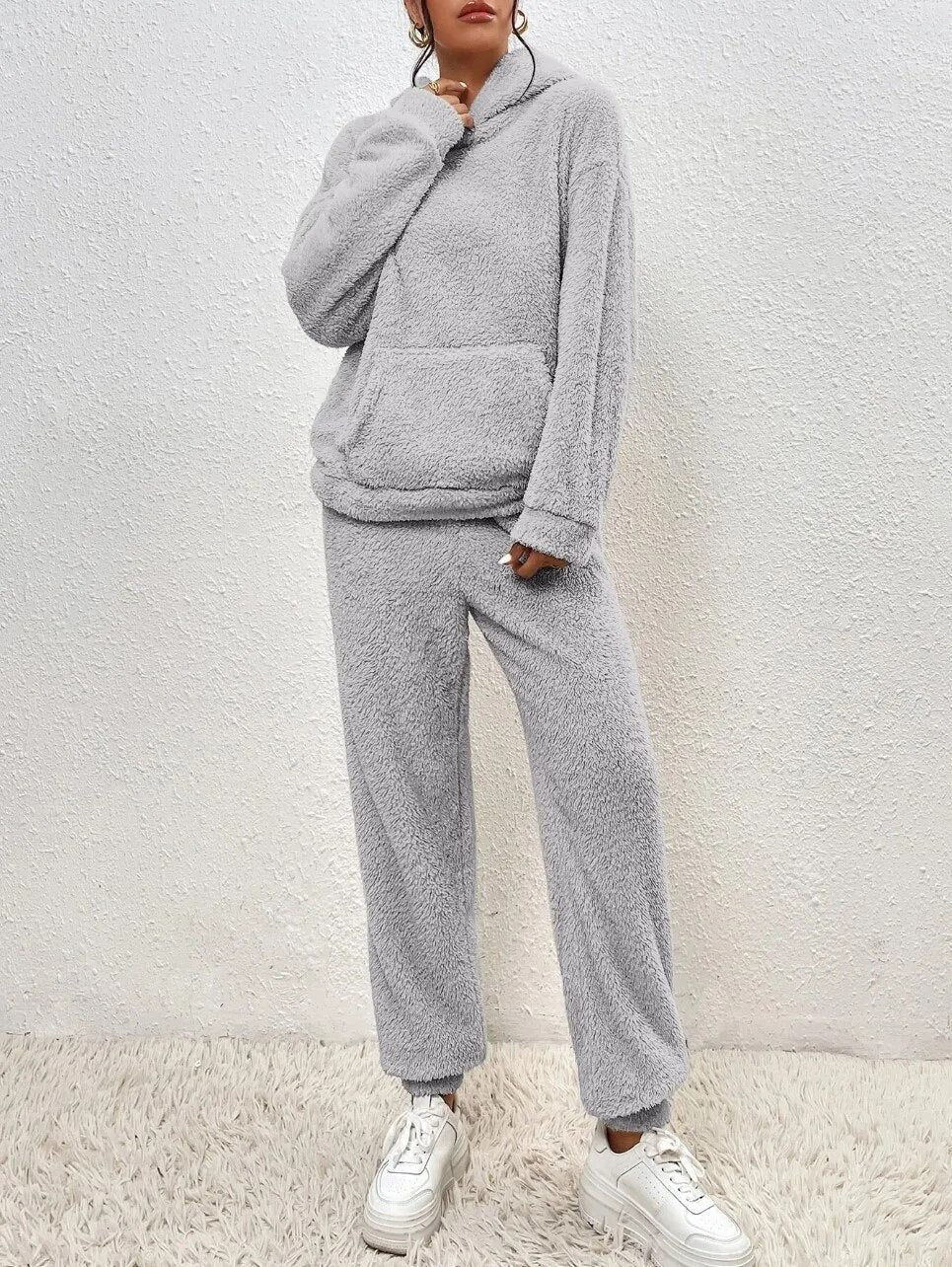 Dames huispak teddy set hoodie en broek