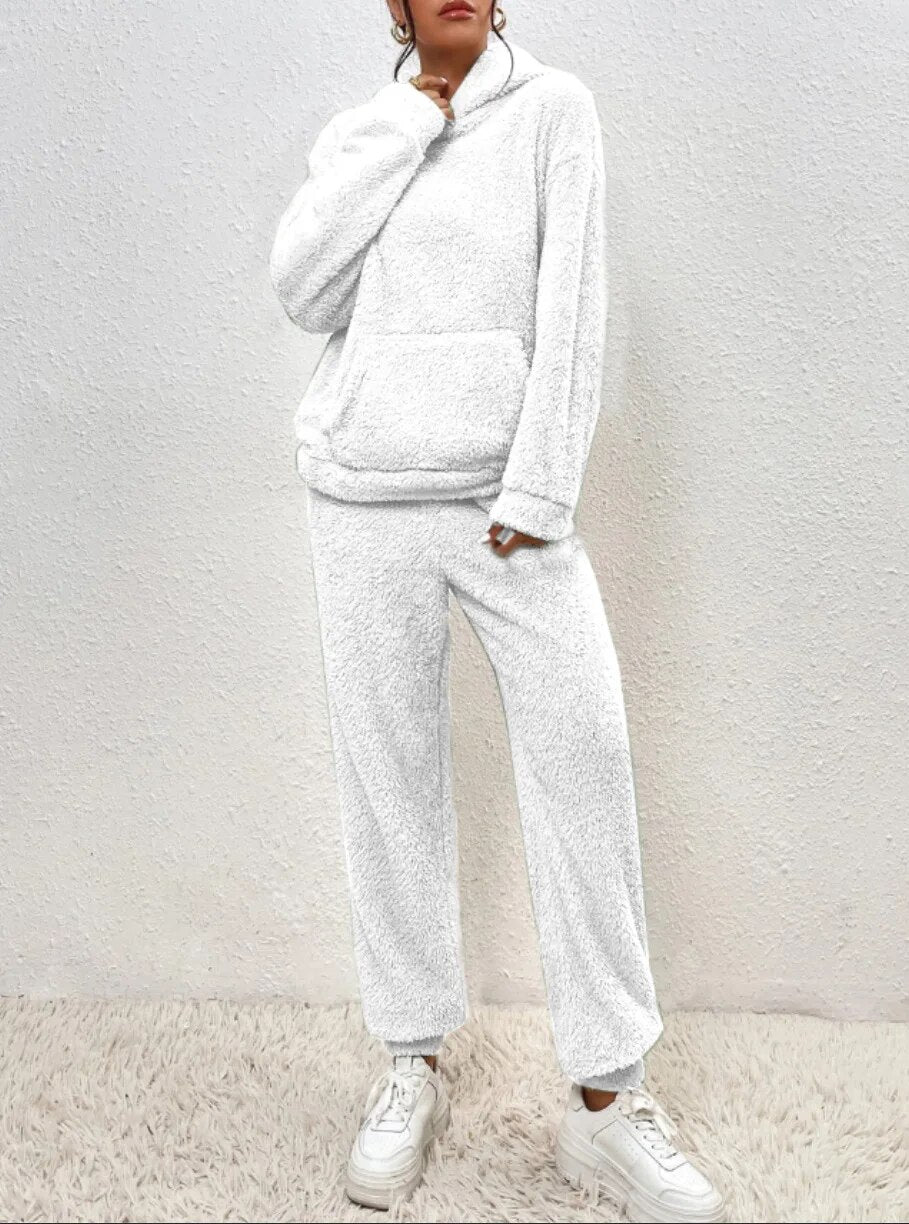 Dames huispak teddy set hoodie en broek
