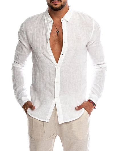 Heren Slim Fit Linnen Overhemd Tijdloos