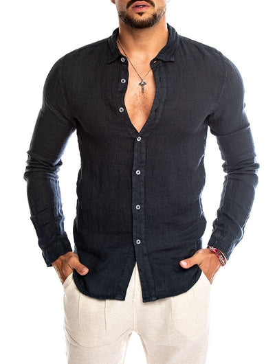 Heren Slim Fit Linnen Overhemd Tijdloos