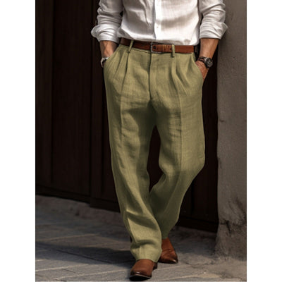 Heren linen pleated trousers