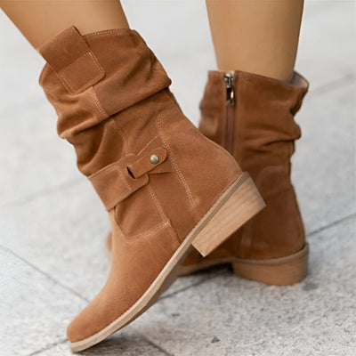 Dames laarzen suède look met lage hak