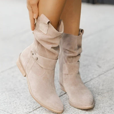 Dames laarzen suède look met lage hak
