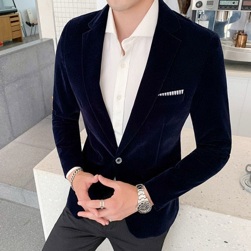 Heren Velvet Blazer Italiaans Design