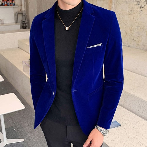 Heren Velvet Blazer Italiaans Design