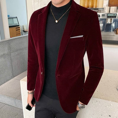 Heren Velvet Blazer Italiaans Design