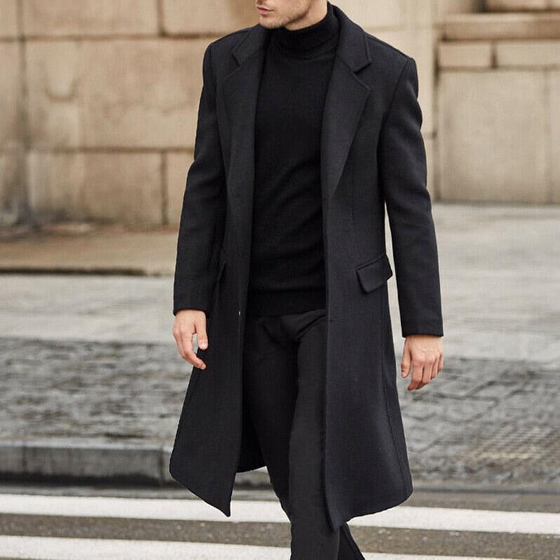 Heren Extra Lange Jas Elegante Stijl