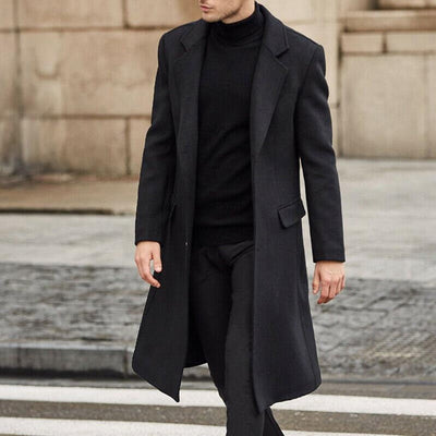Heren Extra Lange Jas Elegante Stijl