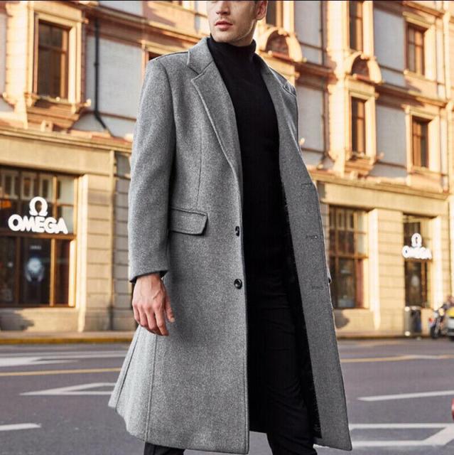 Heren Extra Lange Jas Elegante Stijl