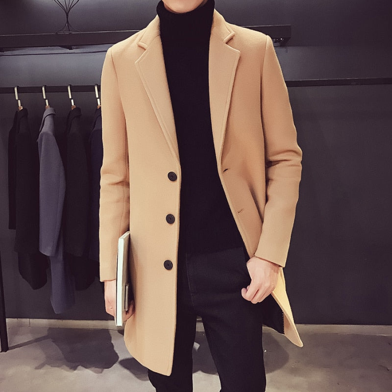 Heren Lange Jas met Elegante Stijl