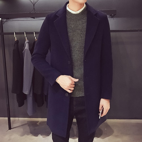 Heren Lange Jas met Elegante Stijl