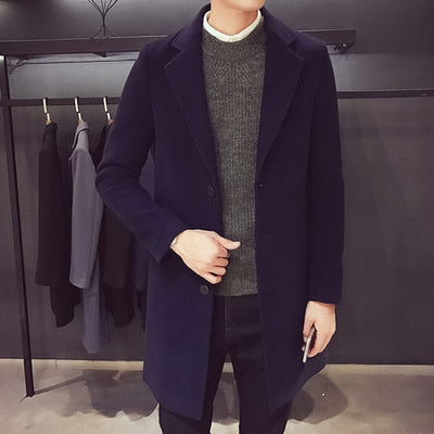 Heren Lange Jas met Elegante Stijl
