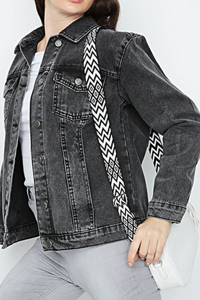Dames oversized denim jacket washed black