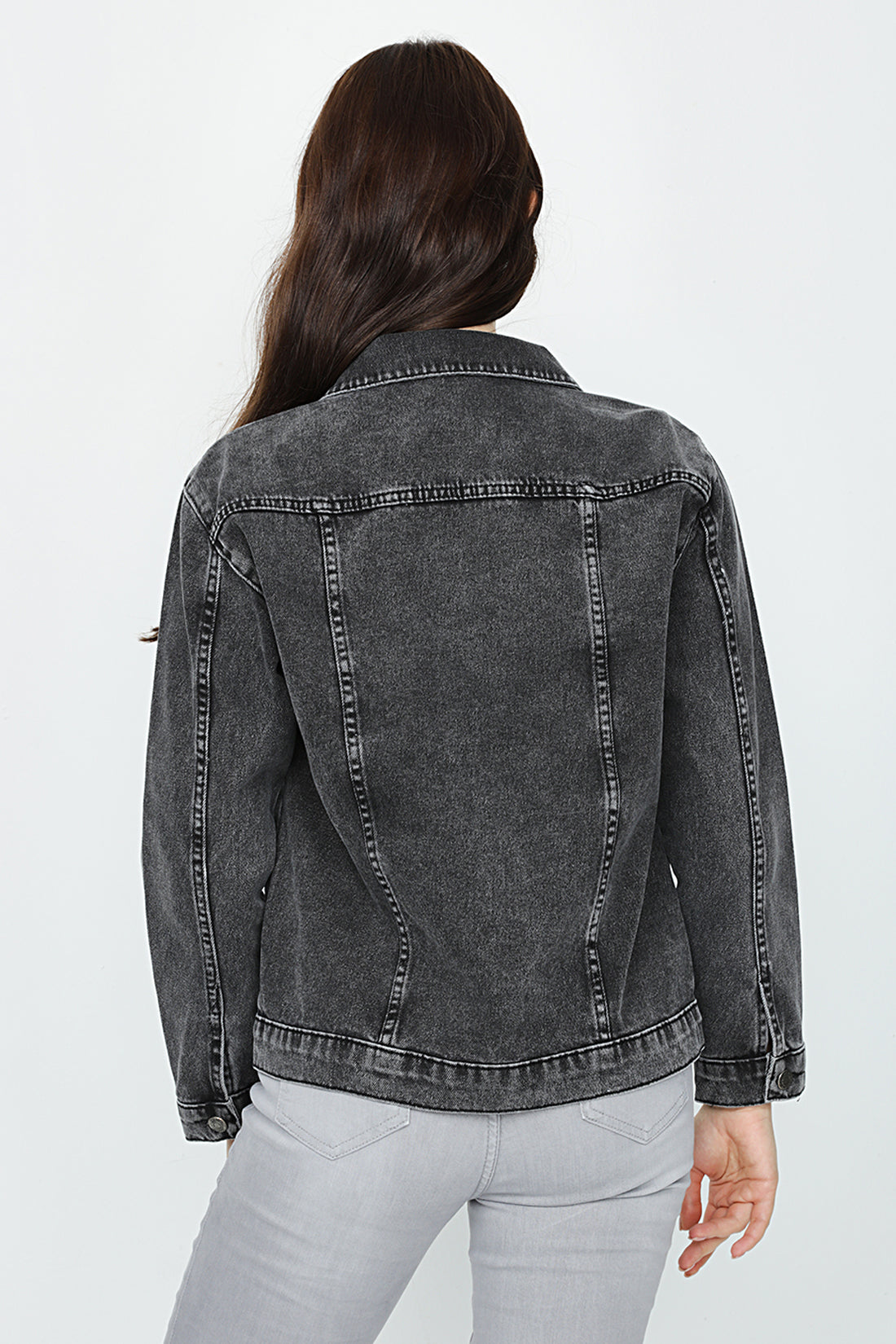 Dames oversized denim jacket washed black