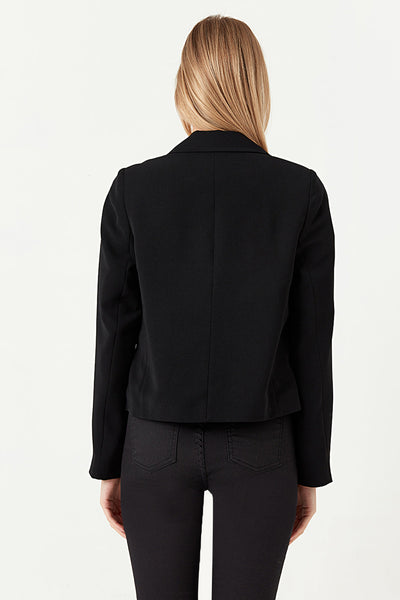Dames korte jacket met textuur zwart