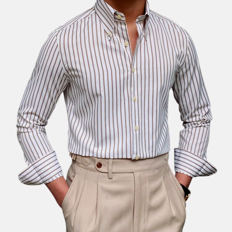 Heren Retro Gestreept Shirt