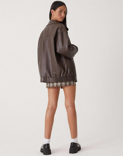 Dames oversized leren jas
